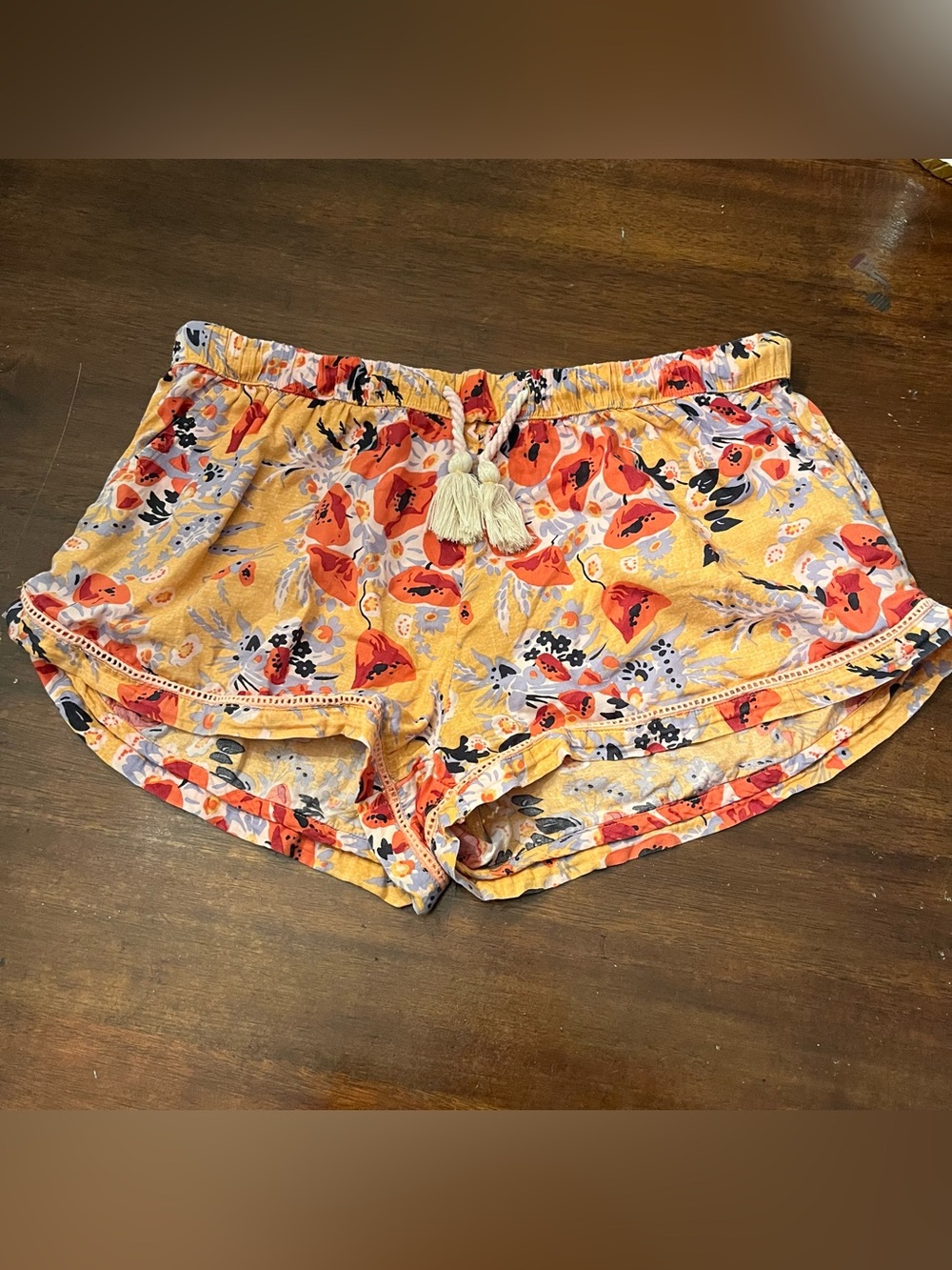 Pact 100% Organic Cotton Floral Drawstring Pajama Shorts Size S Boho Cottagecore